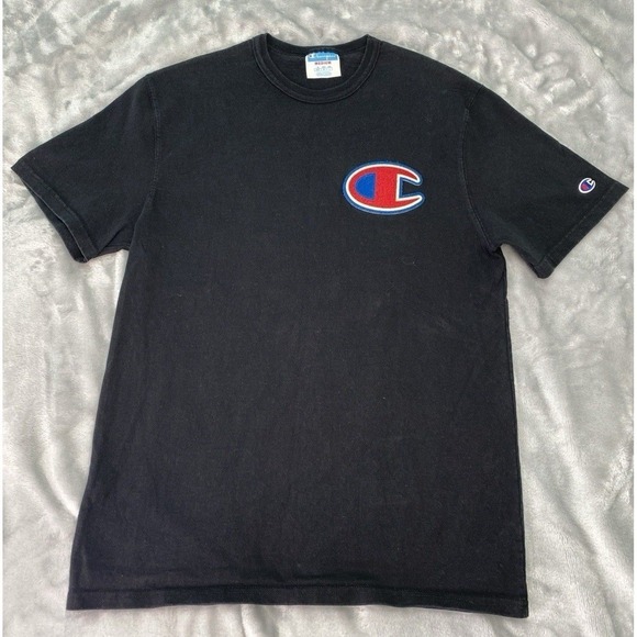 Champion Other - Champion Big Chenille C Logo Patch T-Shirt Men's Medium Black Streetwear‎ Casual